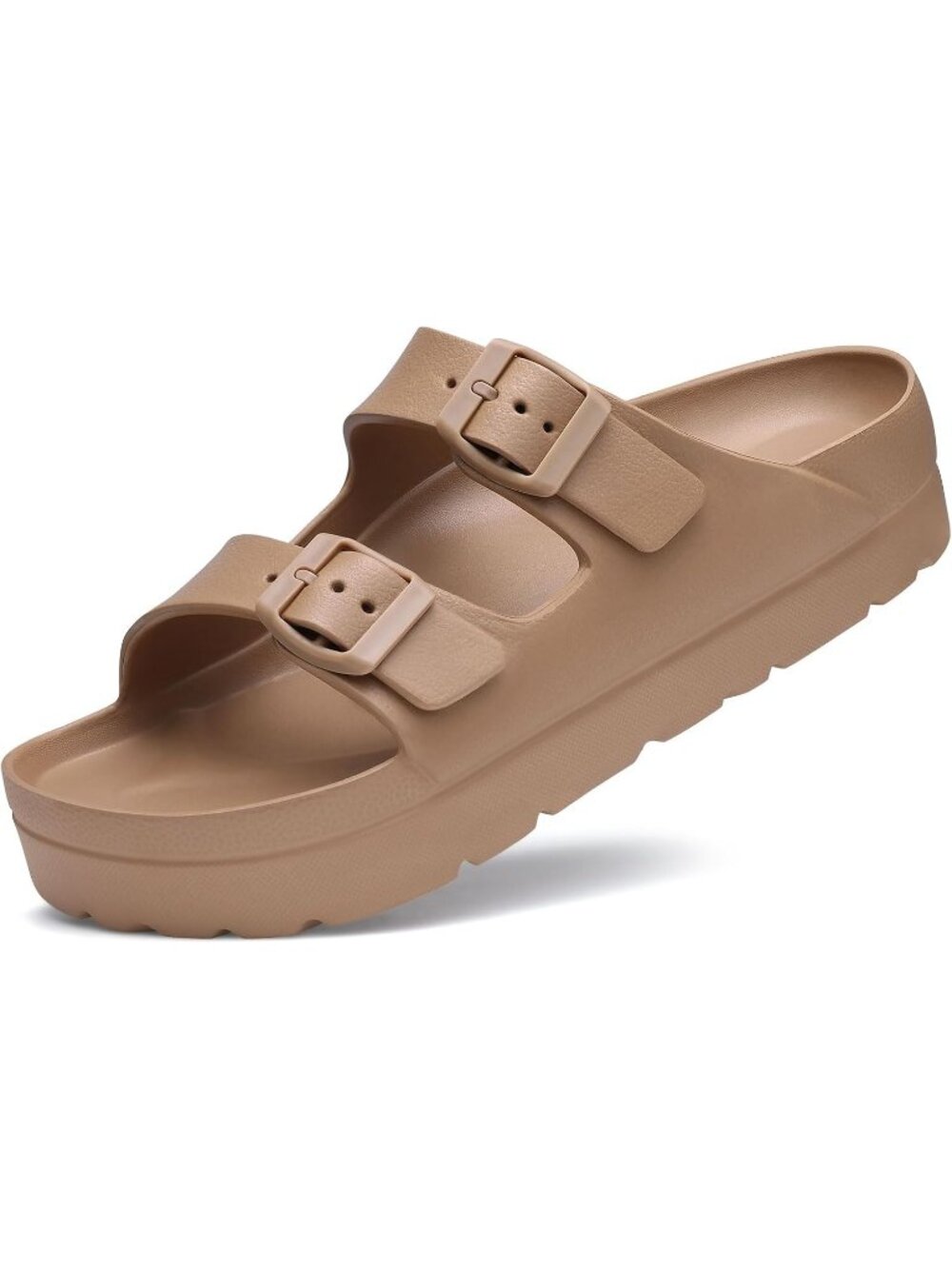 👑Womens Brown Slip on Slides Comfortable Summer Beach Sandals Adjustable Buckle